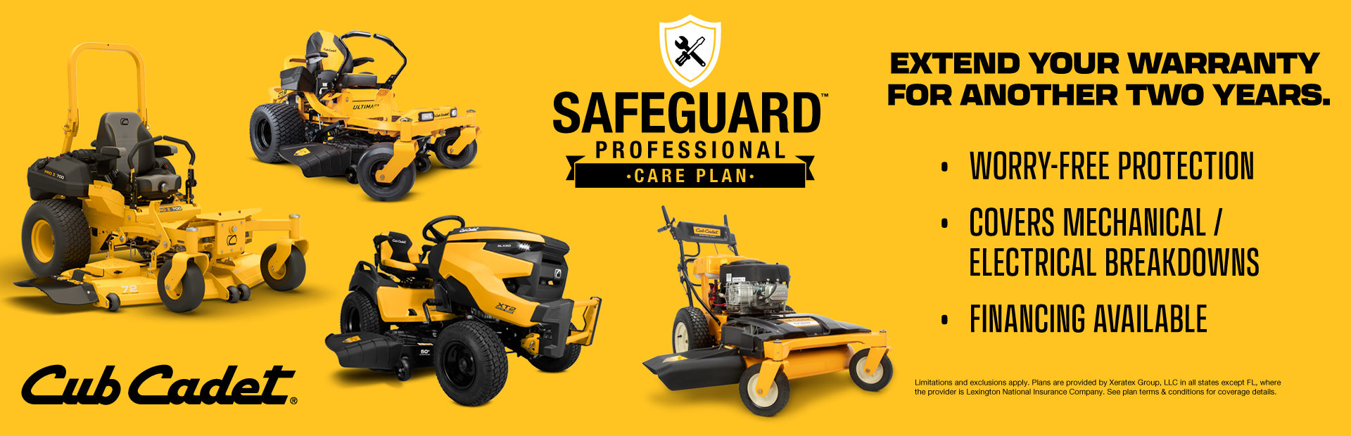 Cub Cadet - Safeguard extended warranty website banner