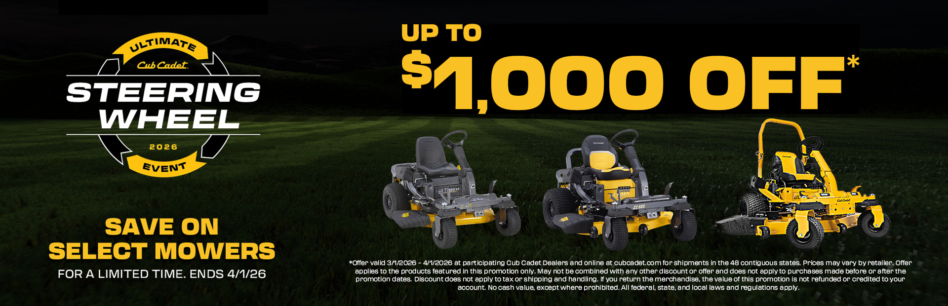 Cub Cadet Ultimate Steering Wheel Event - website banner (2026)
