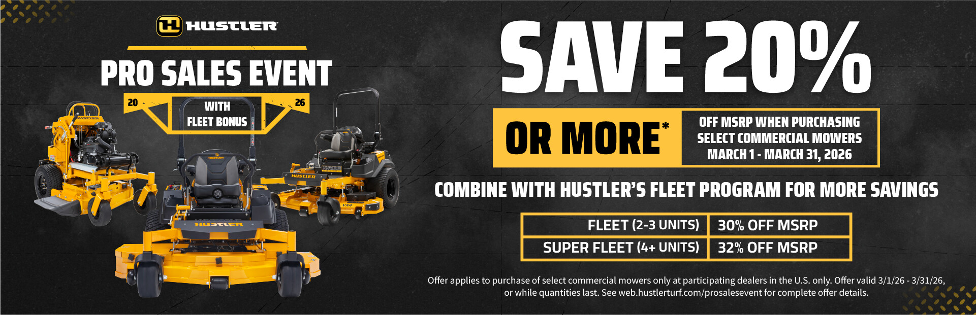 Hustler 20% off promo ad - March 2026